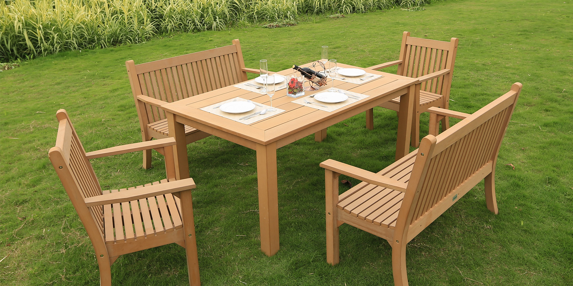 solid wood farmhouse dining table set