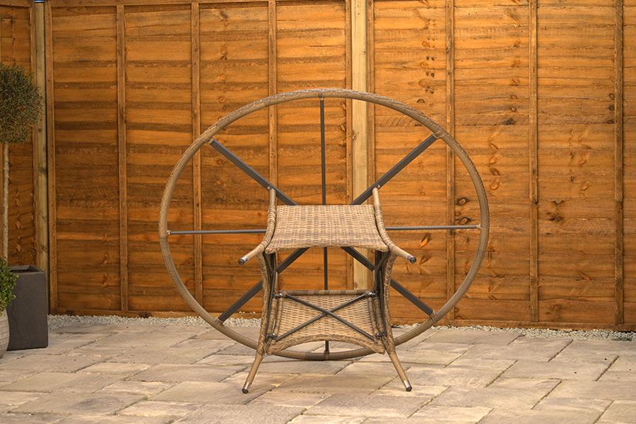 Burbage 6 Seater Round Reclining Rattan Dining Set in Latte