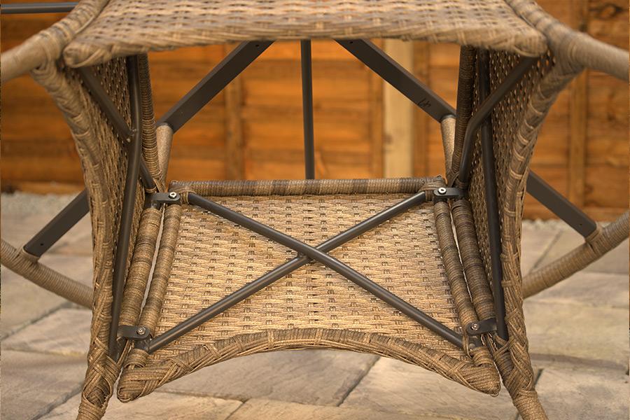 Burbage 6 Seater Round Reclining Rattan Dining Set in Latte