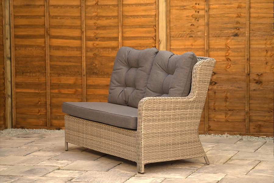 Burbage Large Rattan Corner Lounge Set with Height Adjustable Table in Latte