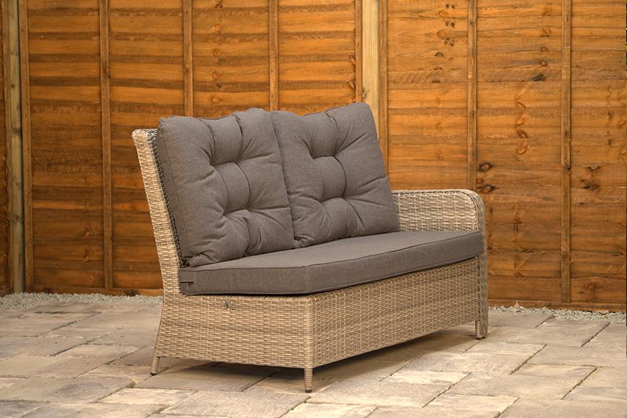 Burbage Large Rattan Corner Lounge Set with Height Adjustable Table in Stone Grey