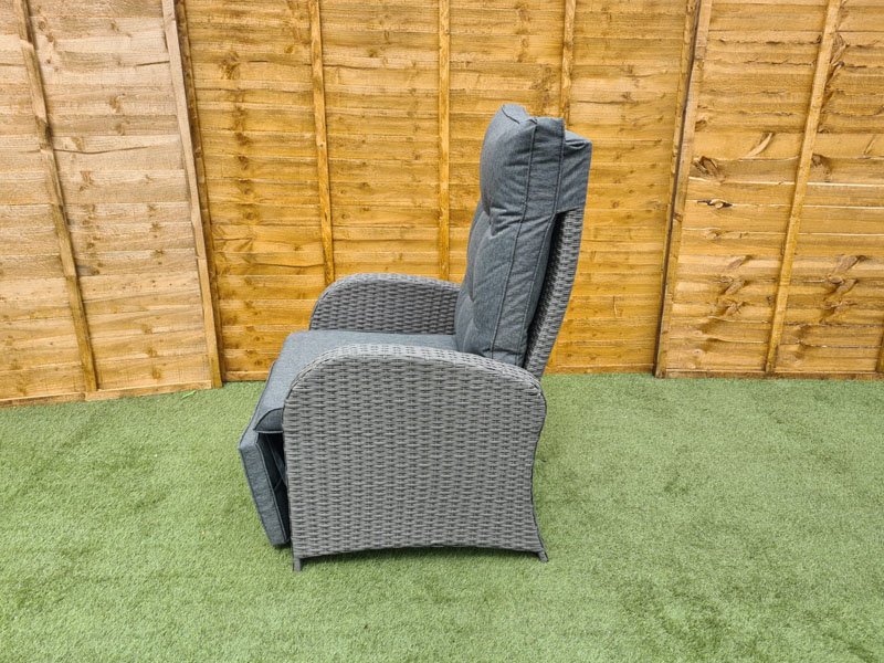 Burton Reclining Rattan Bistro Set + Built in Footrests