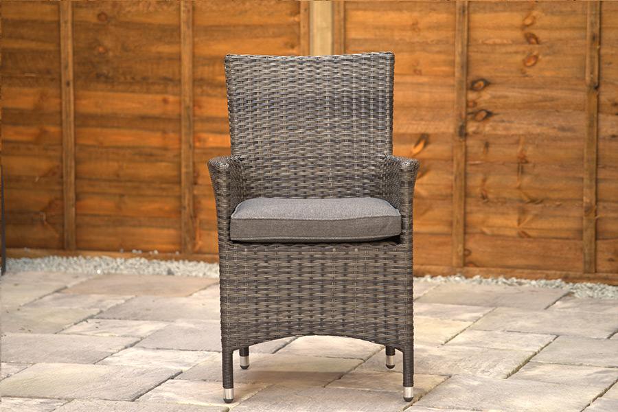Sapcote 4 Seater Round Dining Set in Dark Grey Rattan