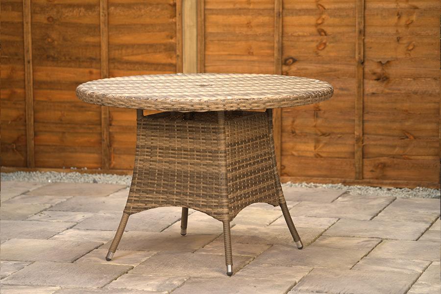 Sapcote 4 Seater Round Dining Set in Dark Grey Rattan