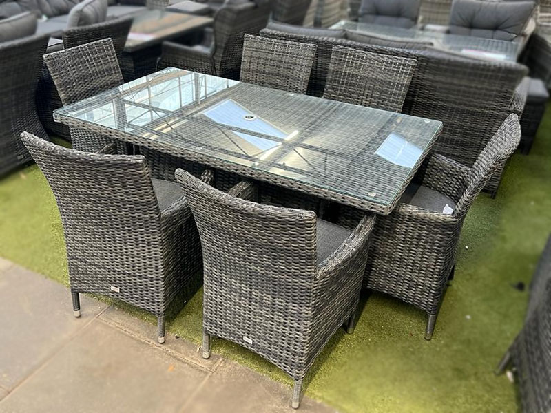 6 Seat Aluminium Rattan Dining Set with 160cm Table