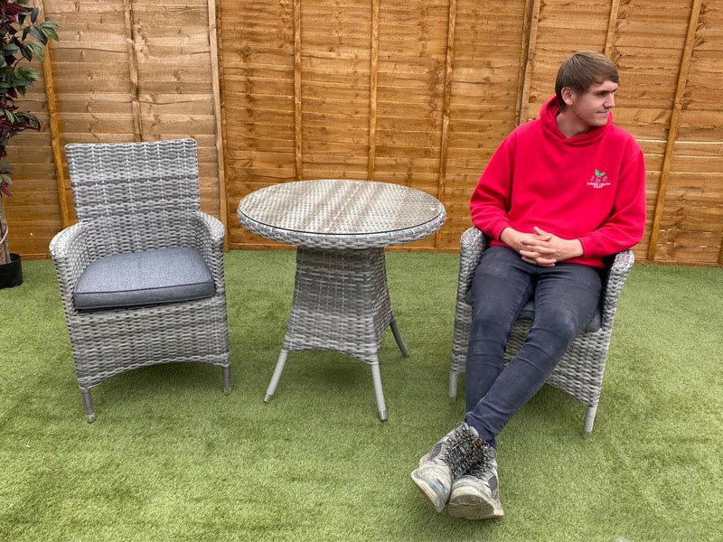 Sapcote Bistro Set in Grey Rattan