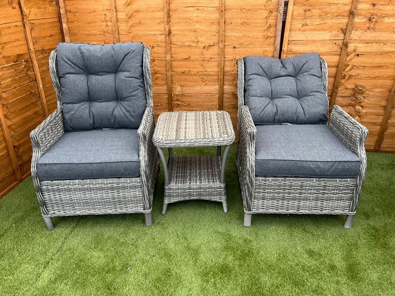 Sapcote Deluxe Reclining Set in Grey Rattan