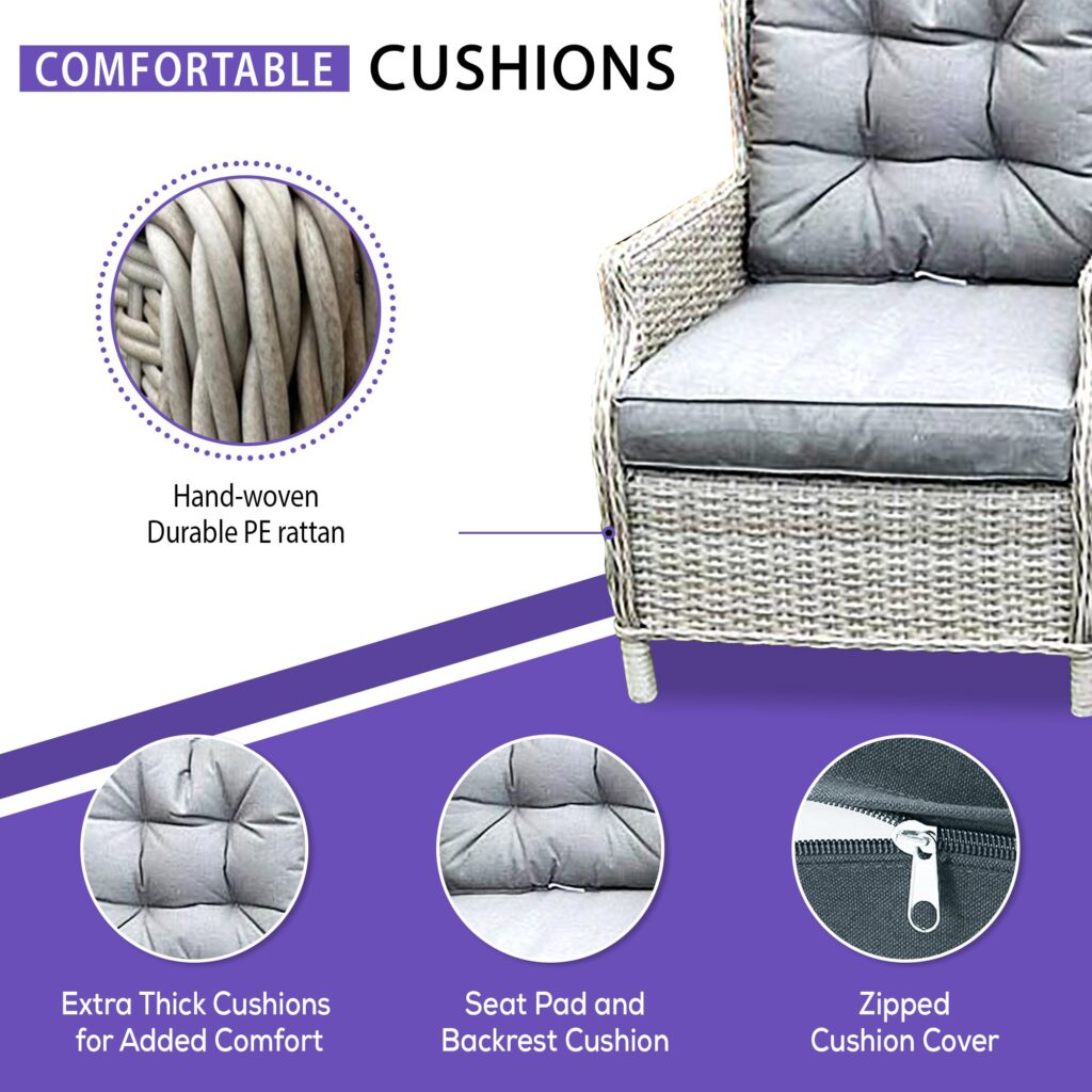 Sapcote Deluxe Reclining Set in Natural Rattan