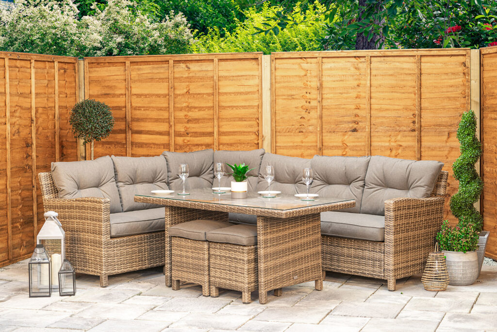 Sapcote Modular Corner Dining Set in Brown Rattan