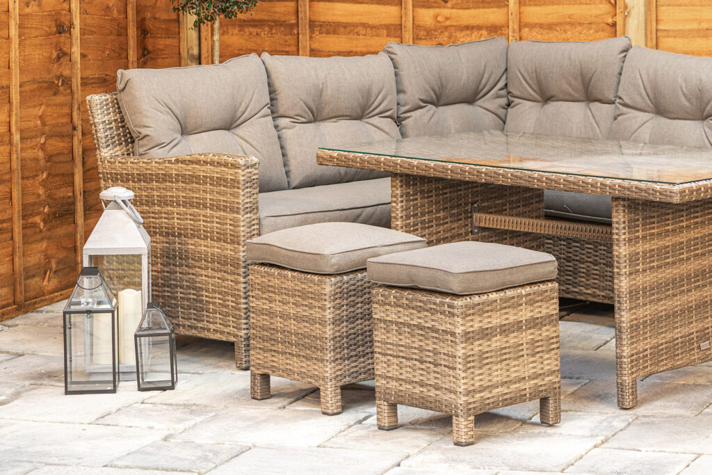 Sapcote Modular Corner Dining Set in Brown Rattan