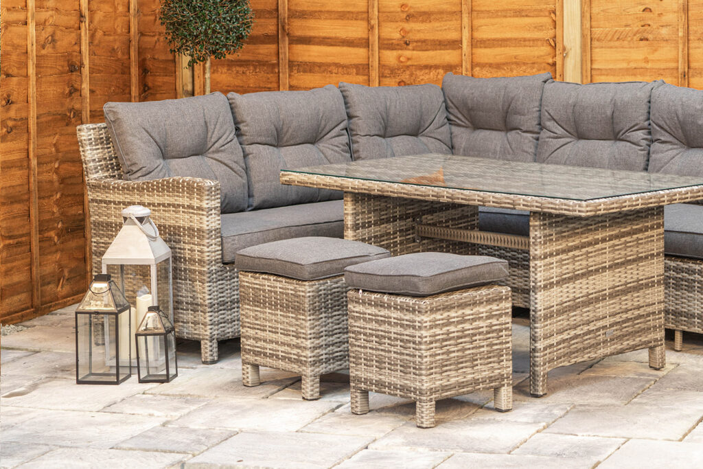 Sapcote Modular Corner Dining Set in Grey Rattan