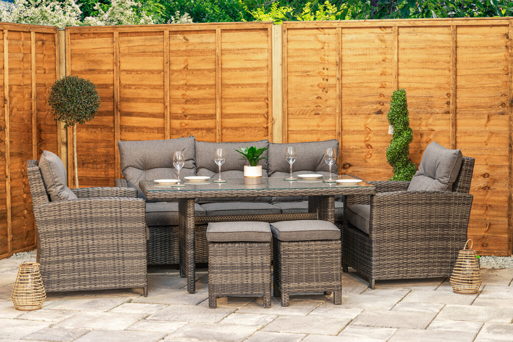 Sapcote Modular Lounge Dining Set in Dark Grey Rattan