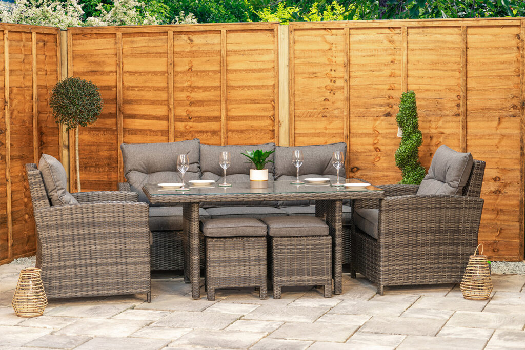 Sapcote Modular Lounge Dining Set in Dark Grey Rattan