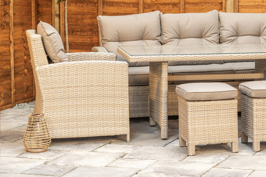 Sapcote Modular Lounge Dining Set in Natural Rattan
