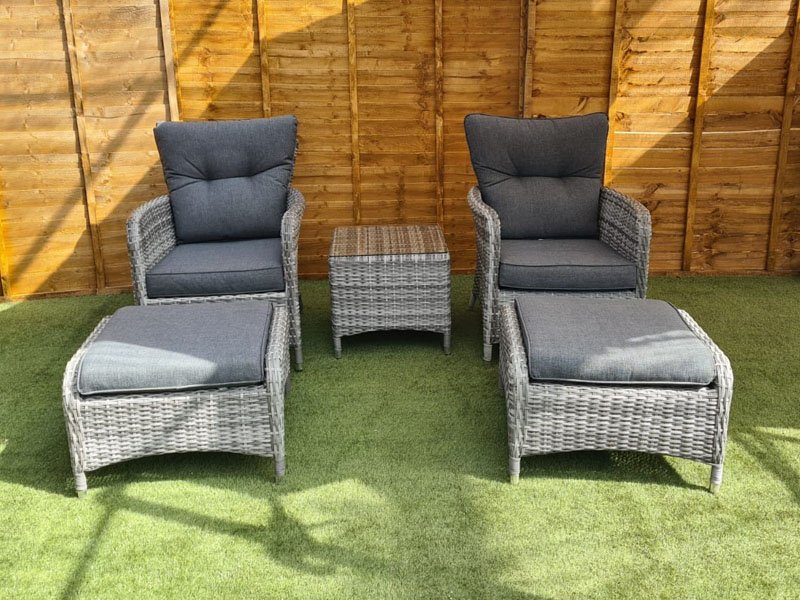 Grey Aluminium Rattan Reclining Bistro Set for 2